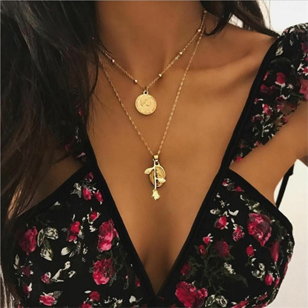 Bohemian Multilayer Ster Maan Hanger Ketting Voor Vrouw Mode Geometrische Charme Ketting Choker Ketting Sieraden: N859 Gold