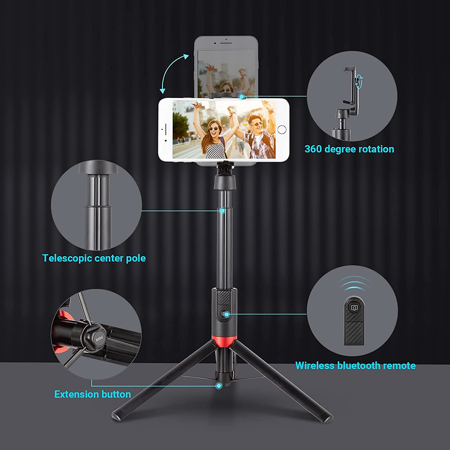 SmallRig – perche à Selfie sans fil Bluetooth Portable, Mini trépied pliable pour IPhone 13 Pro Max/Huawei 3375