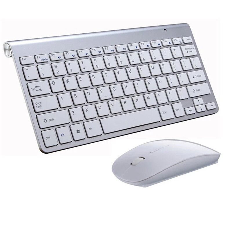 Draadloze Toetsenbord 2.4G Mini Toetsenbord Toetsenbord En Muis Set Air Muis Draadloze Laptop Accessoires Voor Samsung Xiaomi Touchpad Ipad: Zilver