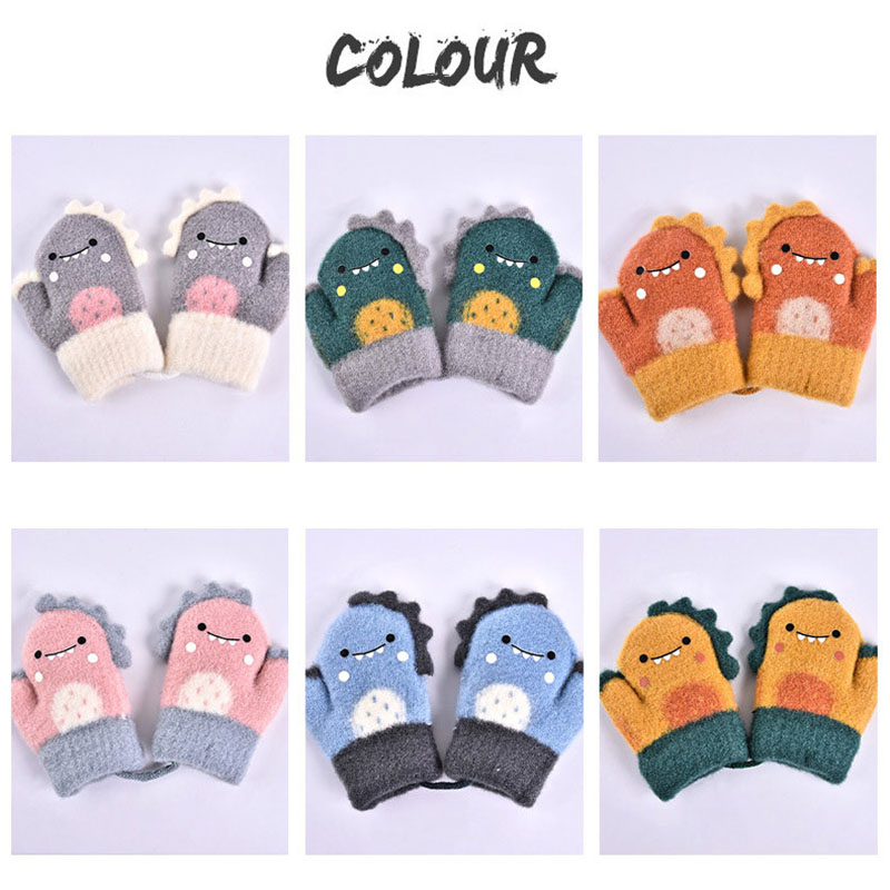 Manoplas de piel de conejo para niños, mitones de punto gruesos y cálidos para bebés de 1 a 6 años, guante de invierno con cuello colgante, guantes suaves para bebés