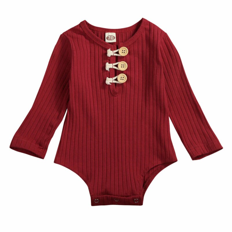 Lente herfst pasgeboren babymeisjes katoenen romper met lange mouwen effen jumpsuit bodysuit outfits kleding