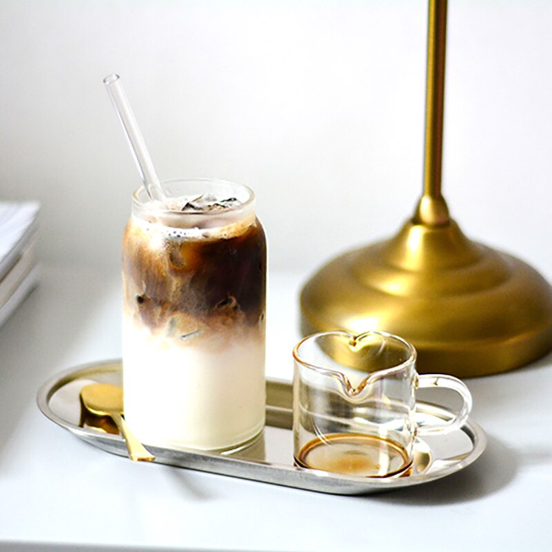 Tekopp i glas kaffemuggar med handtag espressokoppar latte art mjölkskummare skummugg mjölkmuggar drinkware