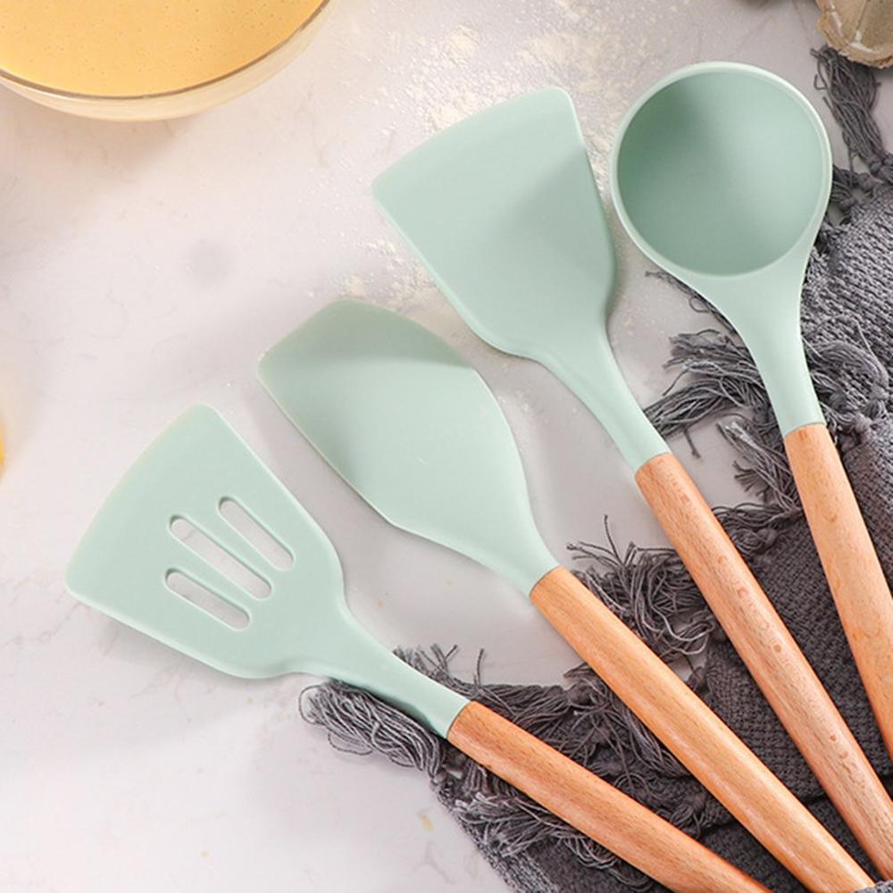11Pcs Silicone Cookware Set Heat Resistant Non-stick Safe Cooking Baking Tool Kit Utensils Kitchen Accessories With Storage Box