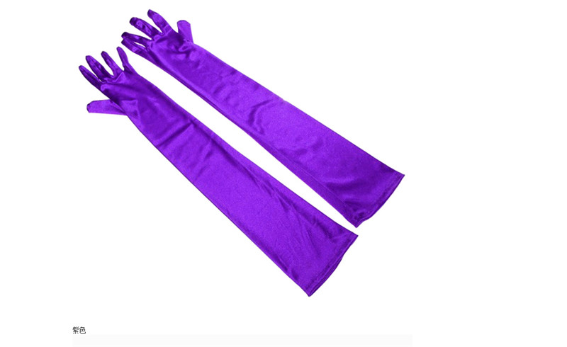 Stretch White Glove White Long Gloves Black Red Elbow Length Women Dance Party Gloves Full Finger Guantes Boda: Purple