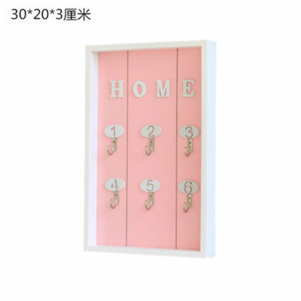 Wall Mounted Key Holder Wooden Key organizer Hanger with 6 Hook Wall Decorative Holder key holder wall minimalist wall hook WF: Pink