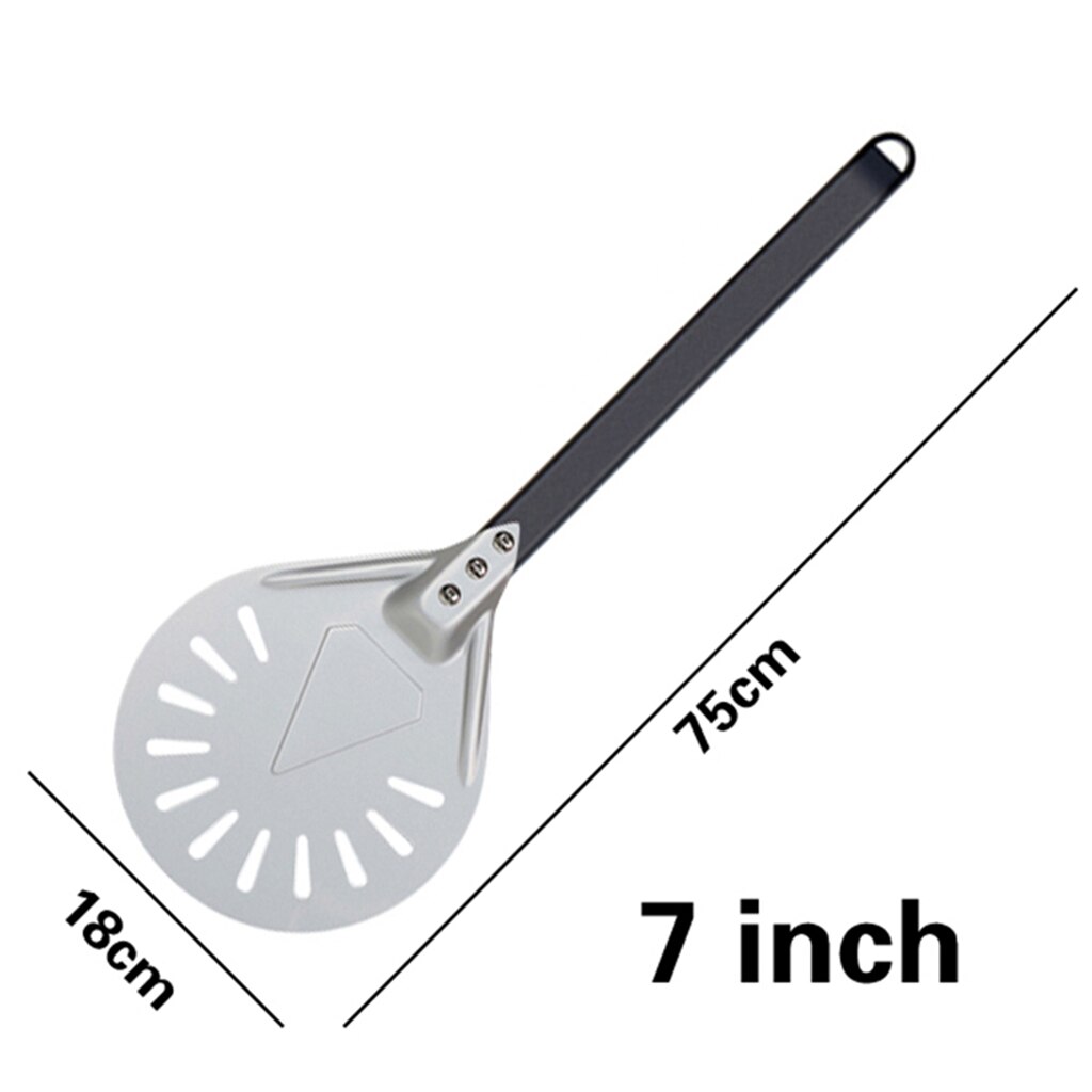 Pizza Draaien Kleine Pizza Schil Paddle Korte Ronde Pizza Tool Non Slip Houten Handvat 7 8 9 Inch Geperforeerde Pizza schop Aluminium: 7inch 60cm Handle