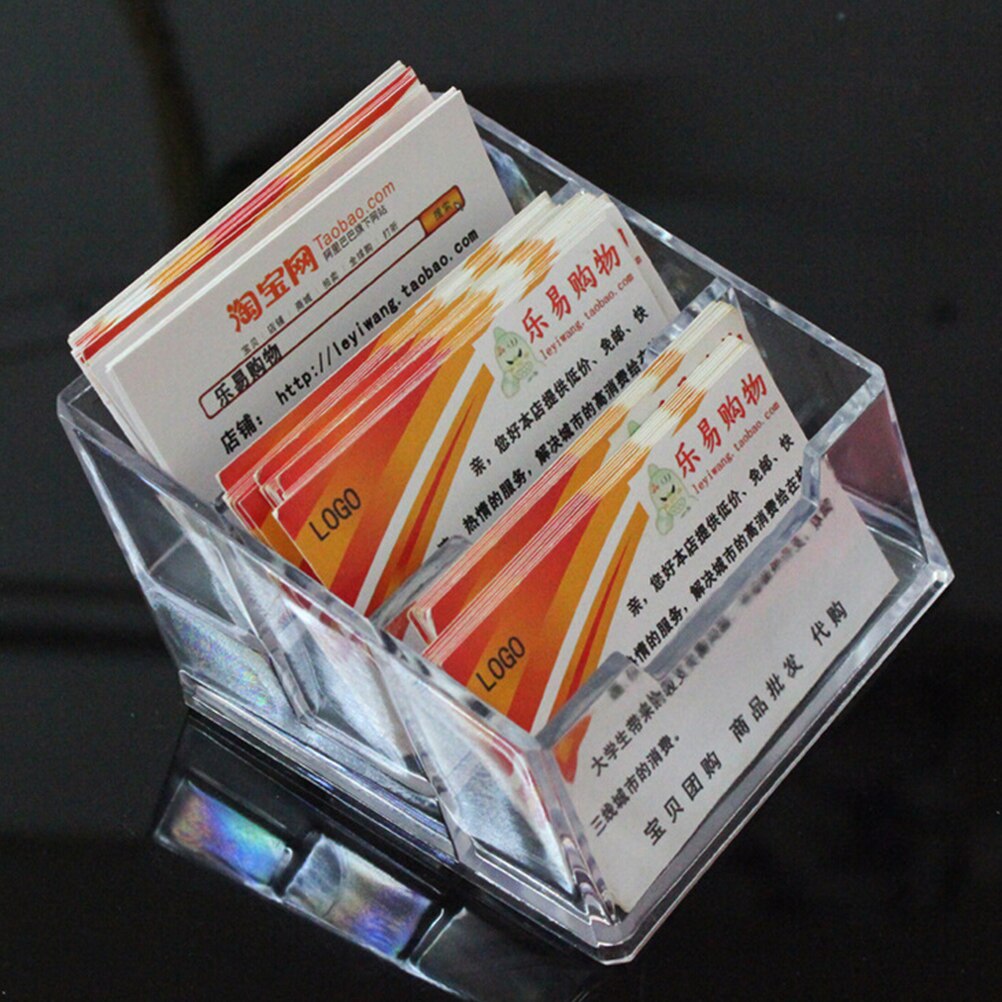 2/3Tier Plastic Desktop Desk Shelf Box Storage Acrylic Business ID Card Desk Stand Holder Display Office School Stationery