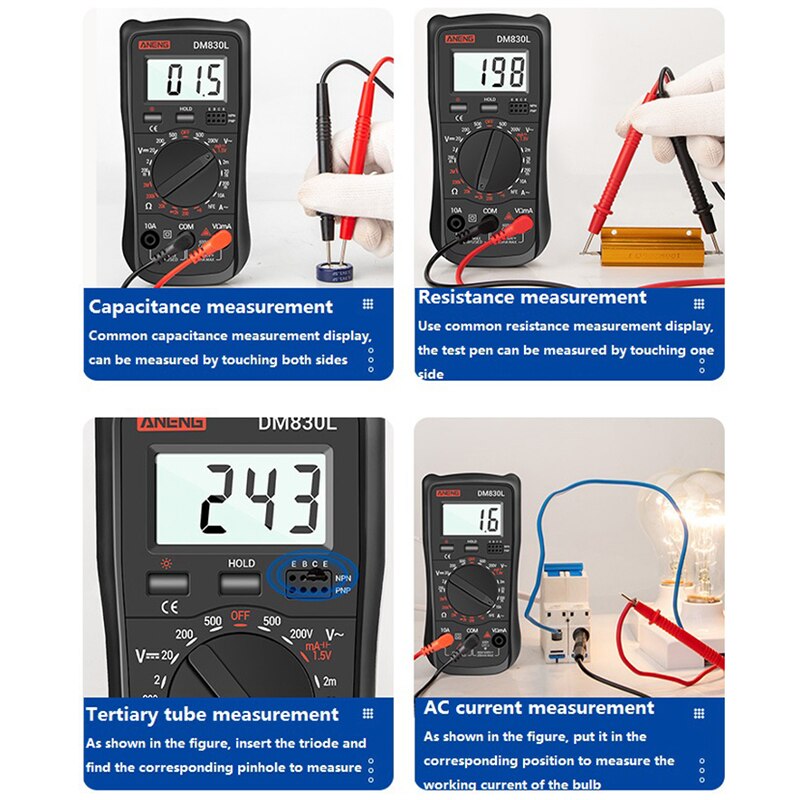 High Precise AC DC Digital Multimeter Multimetro Voltage Meter Multifunctional Measuring Electrical Instrument Tool