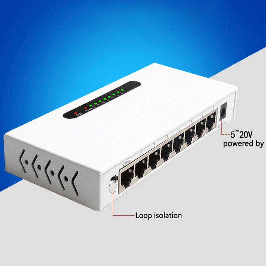 8-Port Poe Netwerk Switch Unmanaged Gigabit 1000M Ethernet Switch Metalen Behuizing Sterke Duurzaam Schakelaar