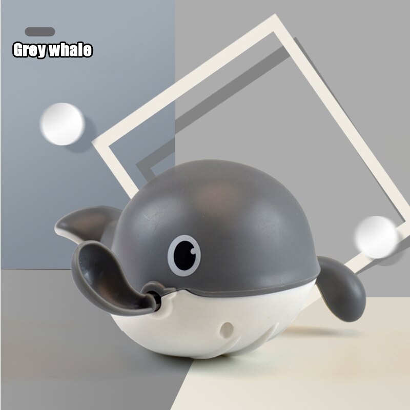 Newest Baby Bath Toys Cute Cartoon Crab Penguin Whale Baby Water Toy Infant Swim Chain Clockwork Toy For Kid: Grey whale