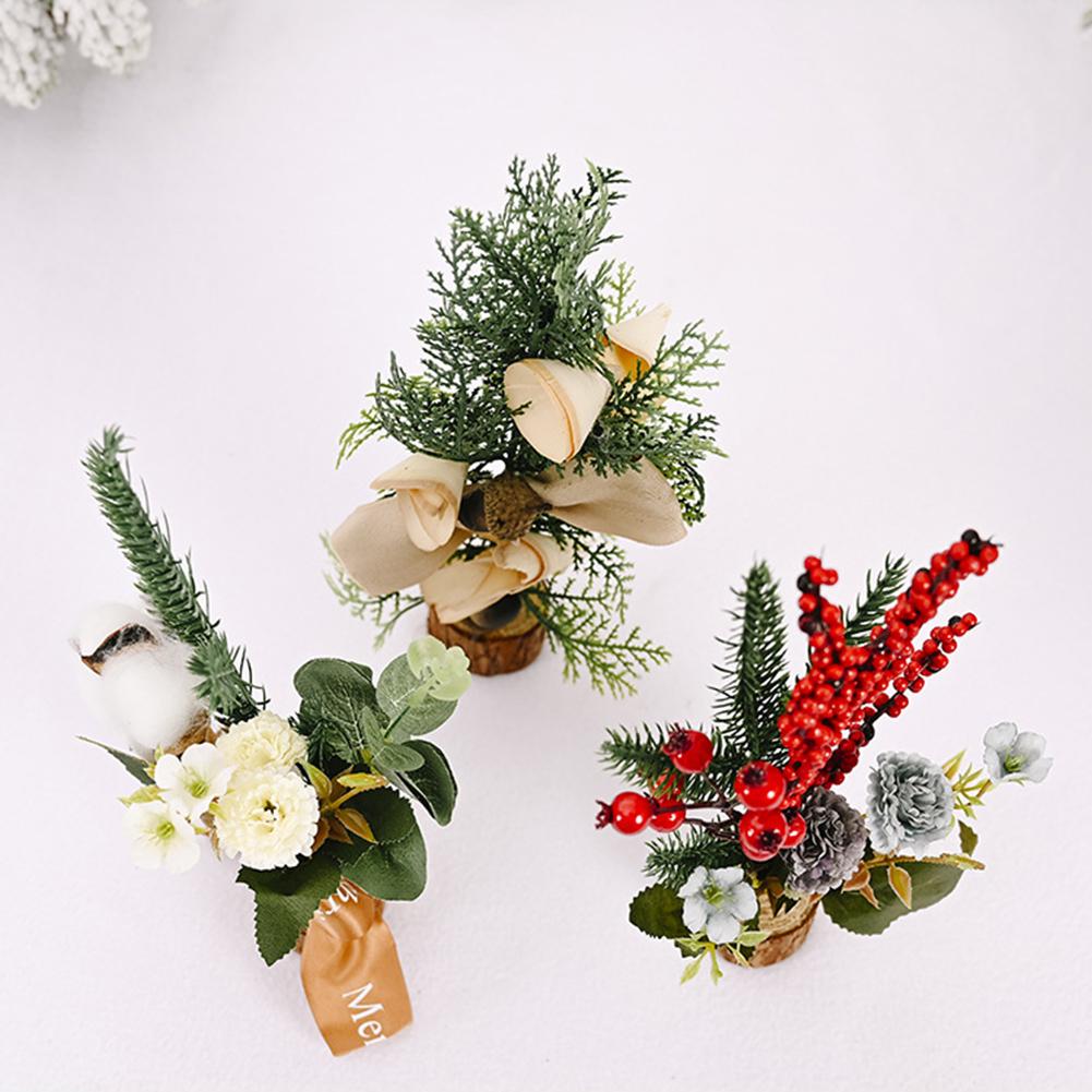 Home Artificial Christmas Tree Decor Red Fruit Pine Desk DIY Craft