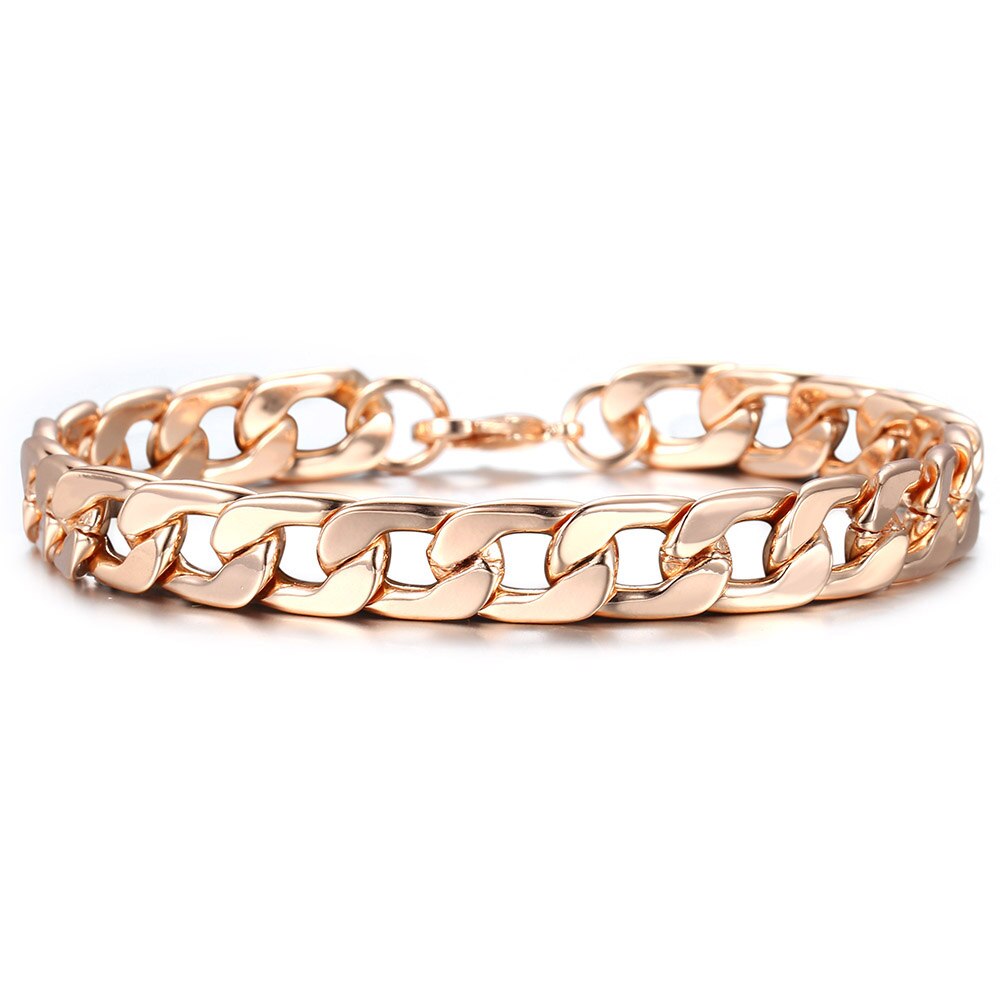 10mm 585 Rose Gold Curb Figaro Link Chain Bracelet for Women Men Lobster Clasp 20cm Jewelry Accessories DCBM05: Figaro CB39