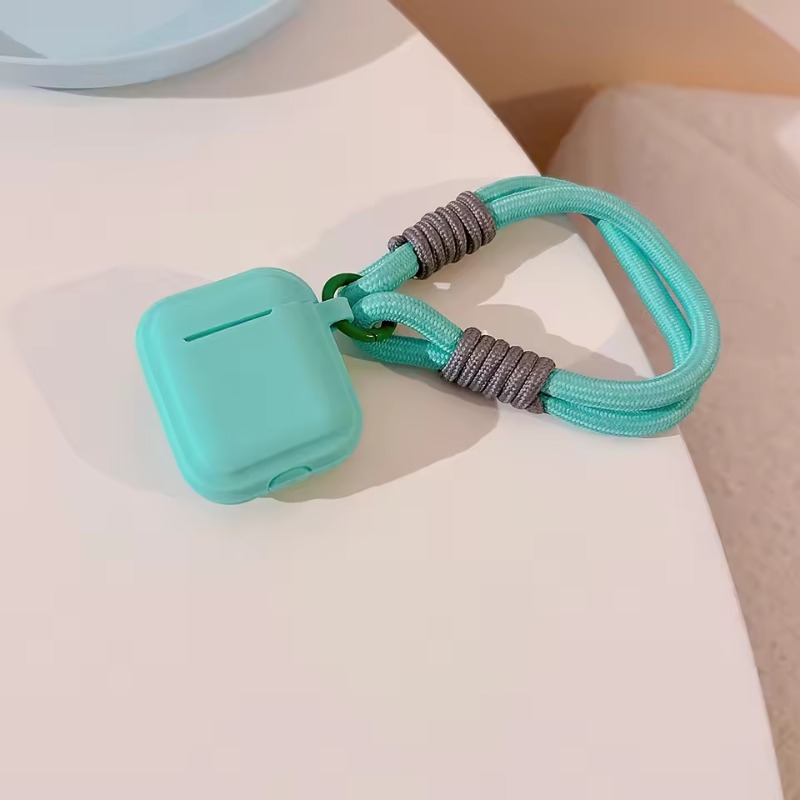 Coque en silicone souple pour Airpods Pro 2 3 1 4, housse de protection de luxe pour écouteurs sans fil avec lanière, accessoires pour écouteurs sans fil: S / BLEU CIEL