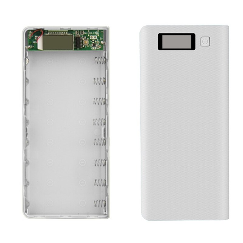 8*18650 Battery Holder Dual USB Power Bank Battery Box DIY Shell Case: white