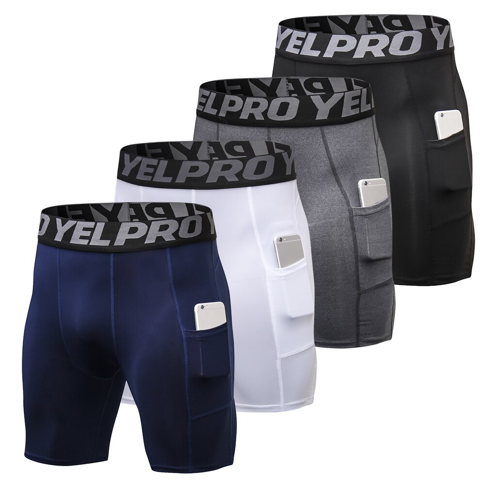 Yel Pro 4 Packs Mannen Sport Shorts Panty Skinny Bodybuilding Ademend Heren Bottom Pocket Fitness Oefening Shorts Voor Training: 2 / M