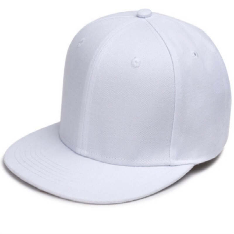 Gorra de béisbol lisa de color liso con visera plana de hip hop para niños gorra de béisbol en blanco gorra para el sol ajustable para niños y niñas: Blanco