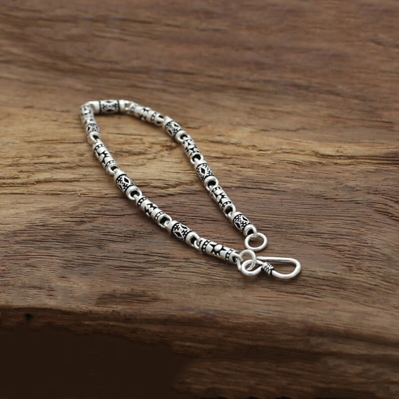 925 Sterling Zilveren Armbanden Armband Zon Lucky Bamboe Buis Vriendschap Armband Sieraden