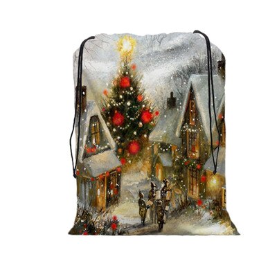 De zak vrolijke kerst print tas kerst trekkoord tassen dames multi-stijl reisrugzak wolesale: 12