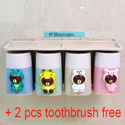 Boxi Automatic Toothpaste Squeezer Toothbrush Cup Dispenser Dust-Proof Toothbrush Holder Cartoon Cup Bathroom Accessories: 0305