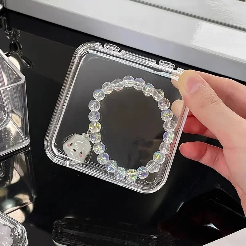Caja de almacenamiento de joyería transparente, contenedor cuadrado acrílico portátil, pendientes, anillos, pulsera, insignia, estuche de embalaje para uñas, 20/1 Uds.