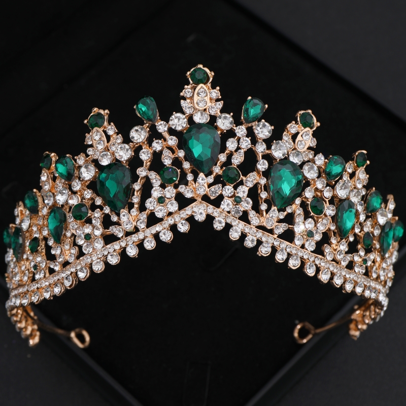 Ensemble de bijoux en cristal baroque pour patients, biscuits, diadème de Rh, diadème pour femmes, accessoires pour cheveux de mariage: Plaqué bronze antique