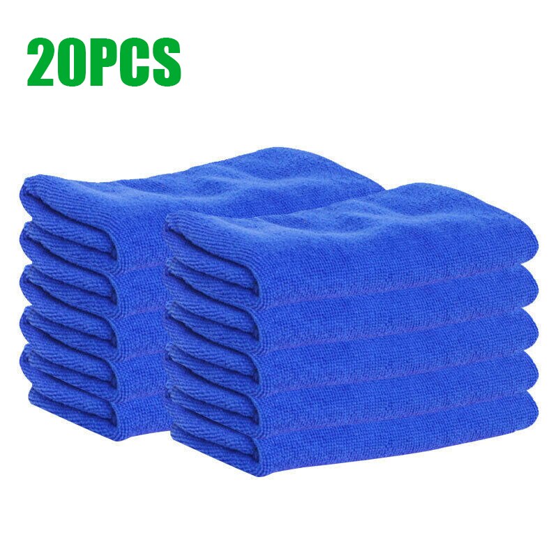 20Pcs Polijsten Handdoek Blauw Microfiber Doek 25 Cm X 25 Cm Waxen Rag Buffing Pads Voertuigen Sponzen, doeken & Borstels