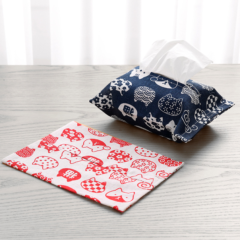 Bomull och linne silkespapper täcka påse täcka bomull och linne enkel liten färsk katt tissue box restaurang vardagsrum hushållspapper