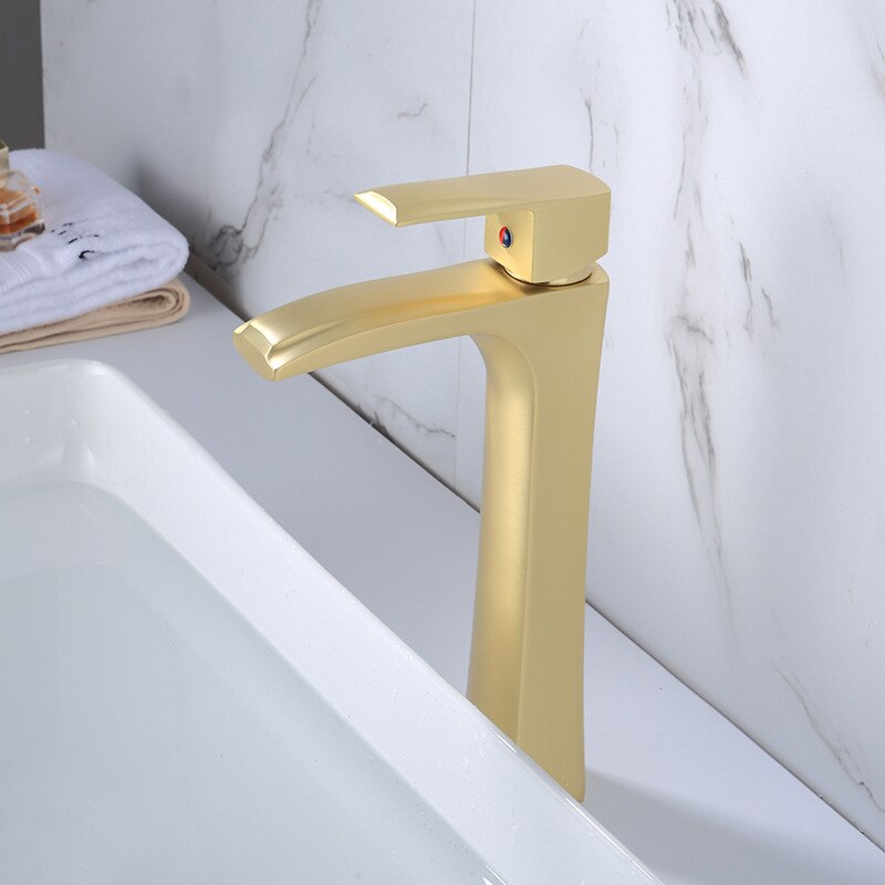 Badkamer Wastafel Warm Koud Goud Kranen Waterval Enkel Handvat Gouden Tap Gold Badkamer Kraan Bad Kraan Bad Kranen
