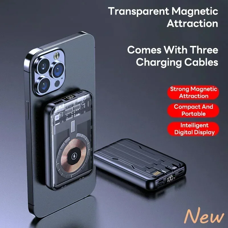 magnetische draadloze powerbank 20000 mAh snel opladen draagbare oplader externe batterij voor smartwatch en IPhone MagSafe