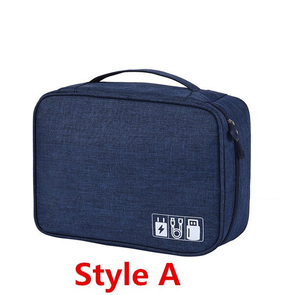 Electronics Organizer Bag - Portable Digital USB Gadget Case - Travel Charger Holder: A-Dark Blue