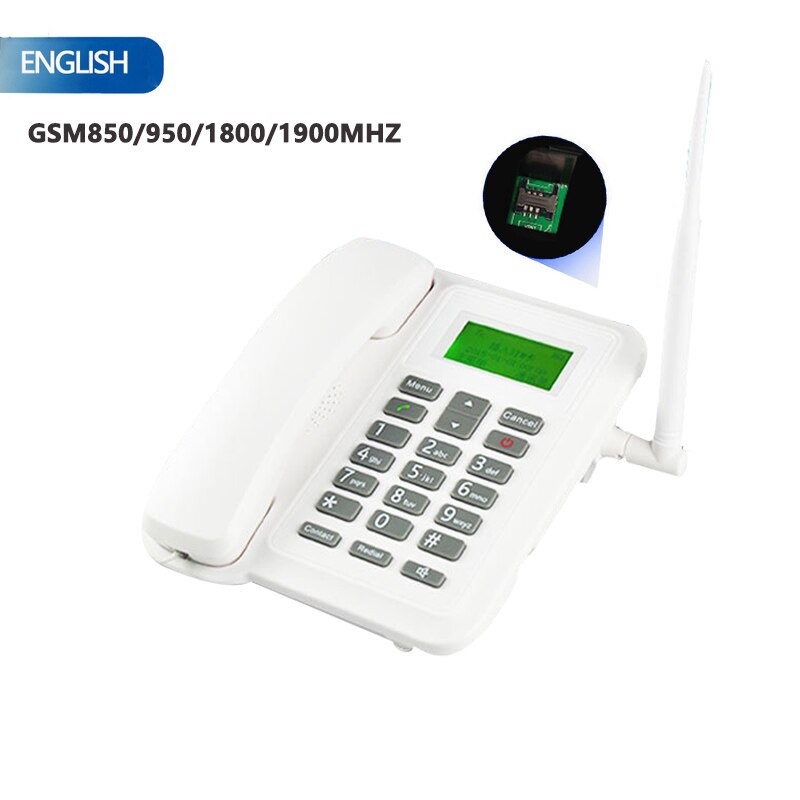 Beamio GSM Fixed Wireless Telephone With SIM Card Radio Cordless Phone LCD Screen For Home Office Desktop White: Default Title