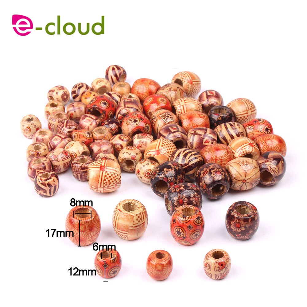100Pcs 12-17Mm Dreadlock Kraal Houten Haar Kralen Voor Vlechten Haar Grote Gat Dreadlock Kraal/Ring voor Vlechten Haarverlenging