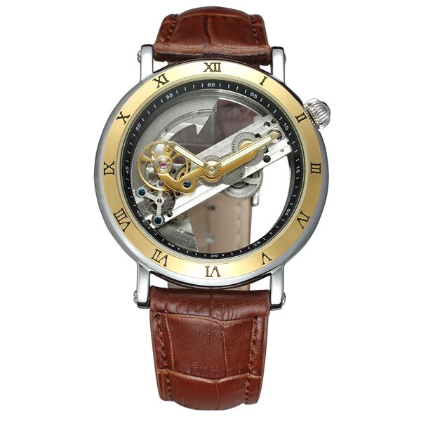 FORSINING Goud Holle Automatische Mechanische Horloges Mannen Luxe Staal Vintage Skeleton Horloge Klok relogio masculino hodinky: Typr 5