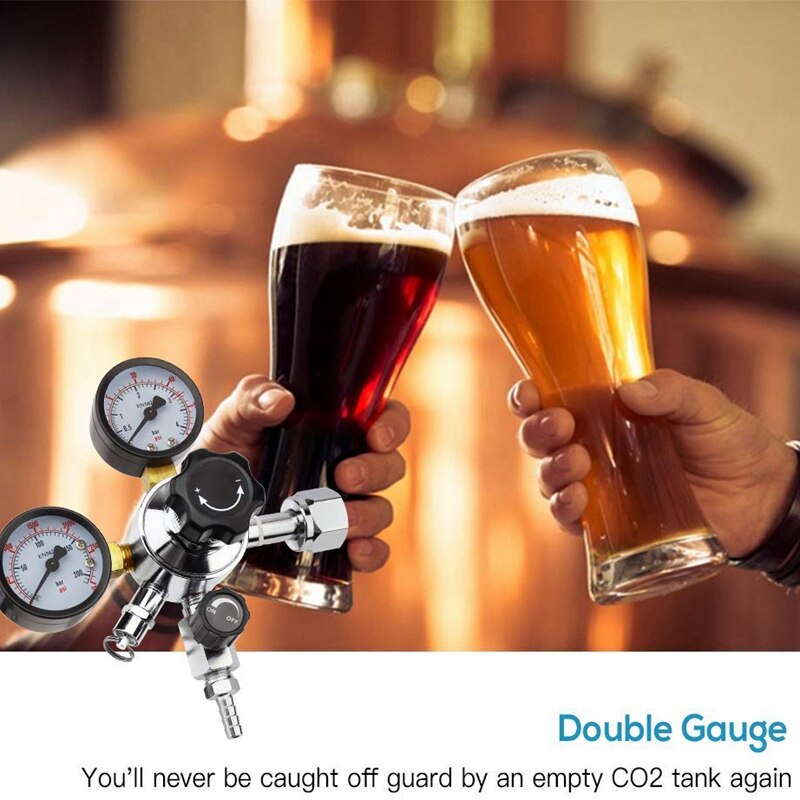 -Keg Regulator CO2 CGA-320, 0-60 PSI Working Pressure, 0-3000 PSI Tank Pressure, Beer Regulator, Co2 Pressure Regulator with