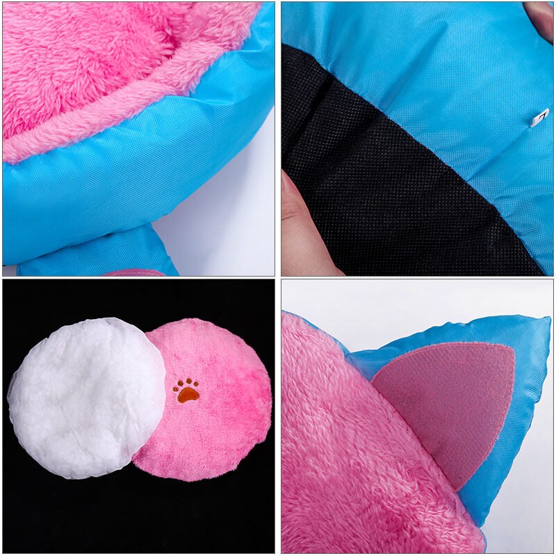 Leuke Ronde Kat Bedden Winter Warm Katoen Kussen Bed Huis Voor Kleine Hond Kennel Zachte Slapende Katten Nest Hond Mand huisdieren Benodigdheden
