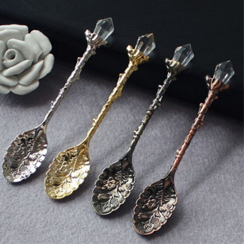 3 stk legeret udskåret mini kaffesked spisebar vintage royal stil bestik dessert bestik kaffe te ske køkken tilbehør
