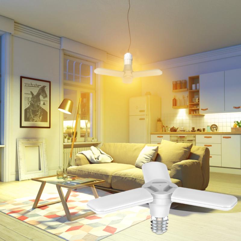 Led Fan Garage Light 40/30W E26 Super Bright Industrial Lighting Foldable Fan Blade Angle Adjustable For Home Garage Lighting