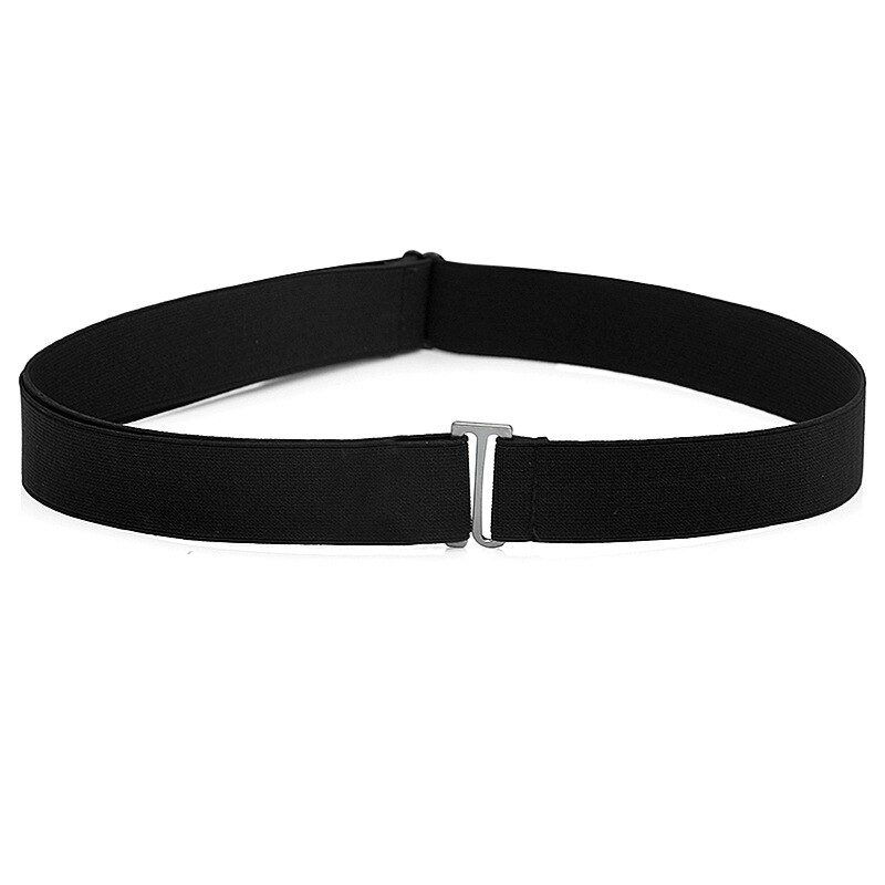No Show-cinturón elástico Invisible para mujer, correa elástica con hebilla plana para pantalones vaqueros, banda elástica delgada,: Negro