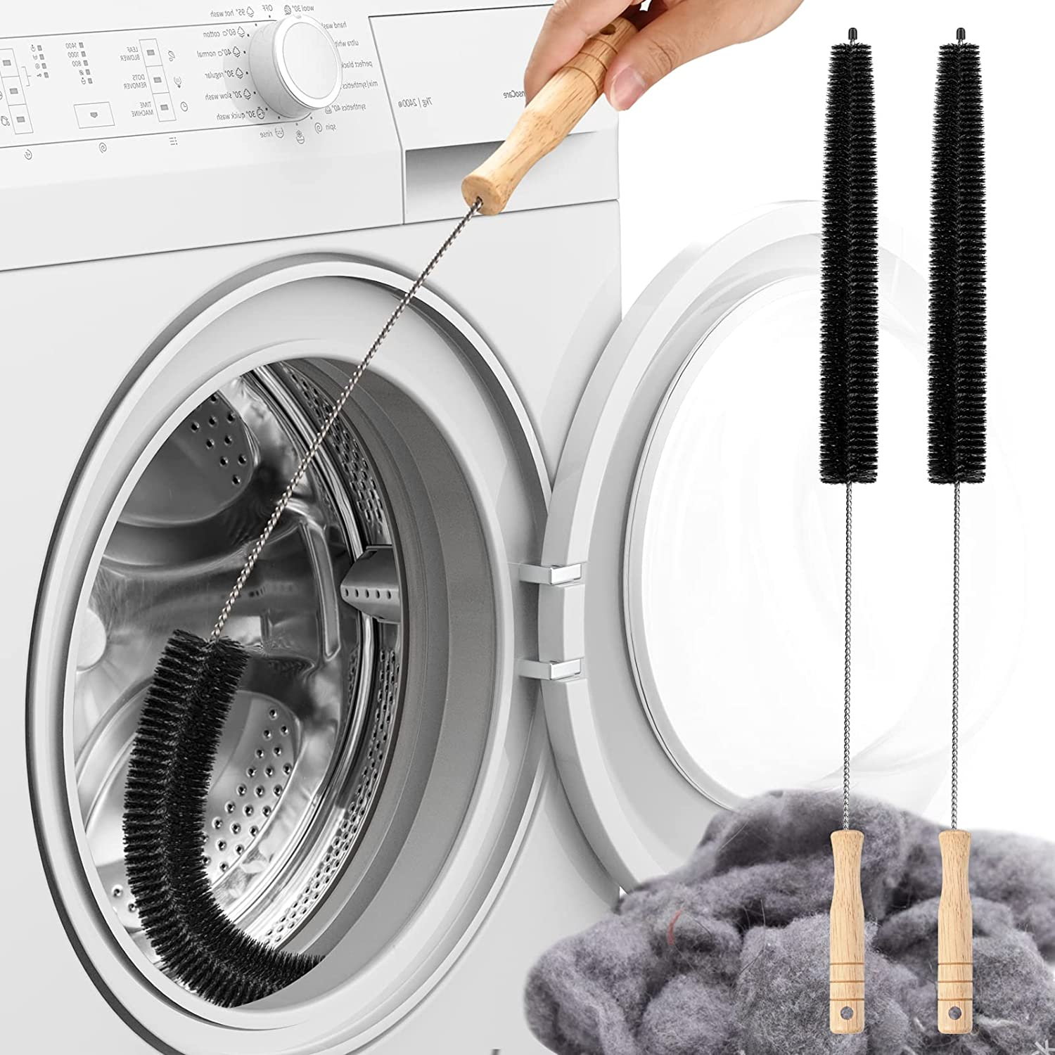 Kit de nettoyage d'évent de sèche-linge, brosse anti-peluches, brosse longue et Flexible pour bobine de réfrigérateur, brosse à peluches pour sèche-linge, outils de nettoyage de piège d'aération 1 pièce