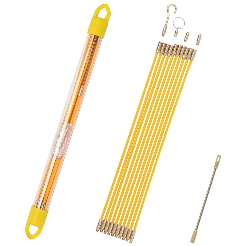 11Ft Cable Rod,Fiberglass Fish Tank Kit Connectable Cable Puller Pull Push Electrical Wire Rods With Various Accessories: Default Title