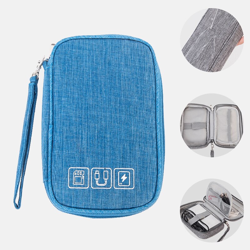 Kabel taske organizer ledninger oplader digital usb gadget bærbar elektronisk øretelefon etui lynlås opbevaringspose tilbehør rejse: 1