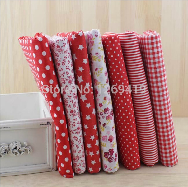 50*50 cm 7 STKS Vlakte Rode Bloemenprint Katoen Fat Quarter Bundel Tissue Te Naaien DIY Patchwork Tilda Quilten Textiel Tecido