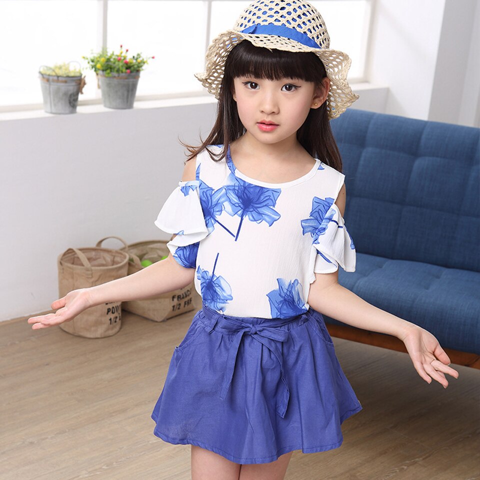 Summer Teenage Girls Suit Girl Clothing Set Kids Short Sleeve Princess Children Clothes Sets Outfits 5 6 8 9 10 11 12 Years