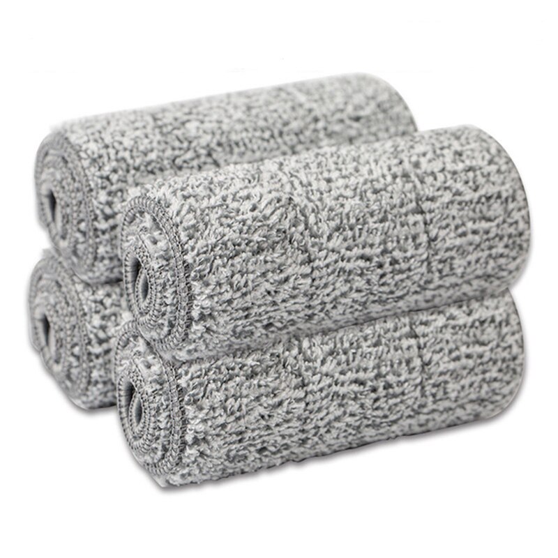 Platt klämmopp handfri tvätt golv rengöring mopp mikrofiber moppkuddar våt eller torr användning spinnmopp hemhus kontor: Bara 4 moppar tyg
