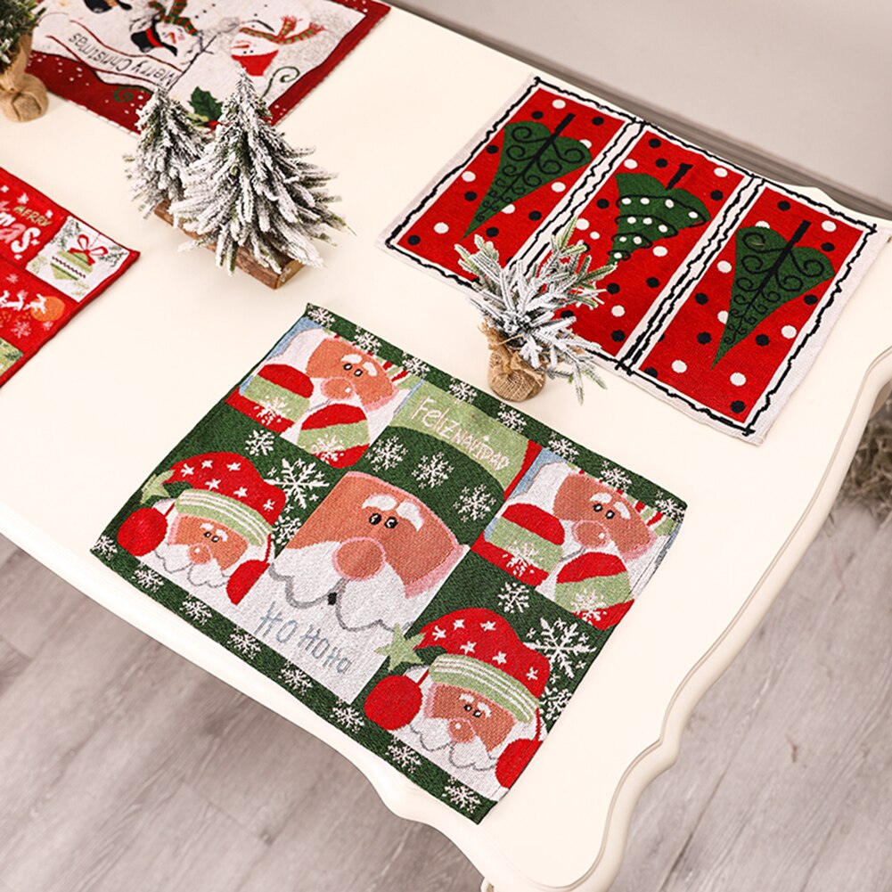 Year Dinner Party Table Decors Christmas Heat Resistant Table Mat Desktop Cutlery Tableware Cup Placement Pad