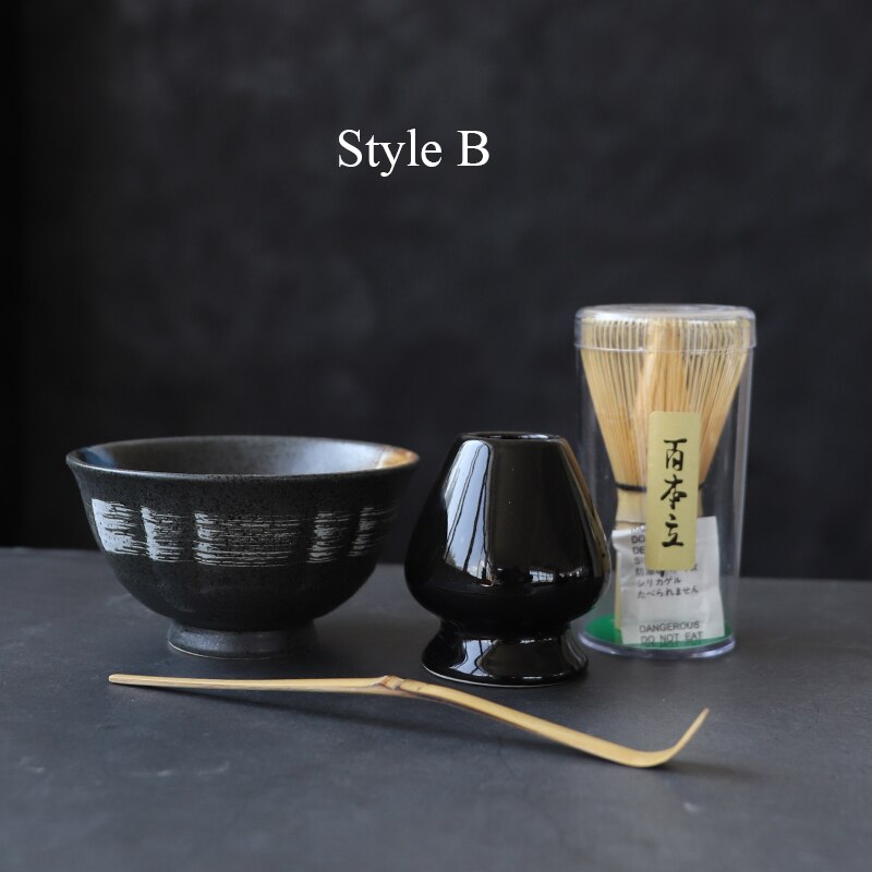 Luwu tradisjonelle matcha sett naturlig bambus matcha visp ceremic matcha bolle visp holder japanske te sett: Stil b