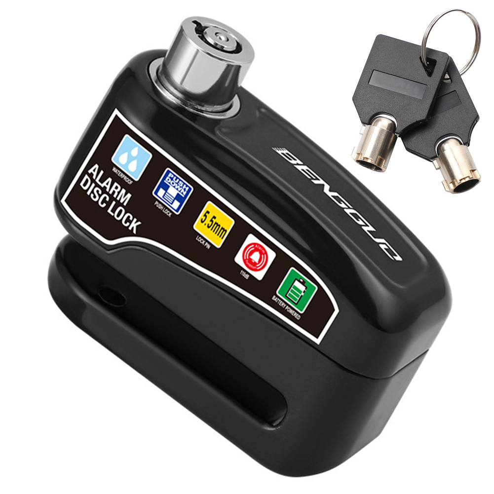 Allarme bicicletta Freno a disco Blocco elettrico Antifurto Allarme moto Rotore freno Lucchetto Lega di alluminio per scooter a motore da bicicletta: Black