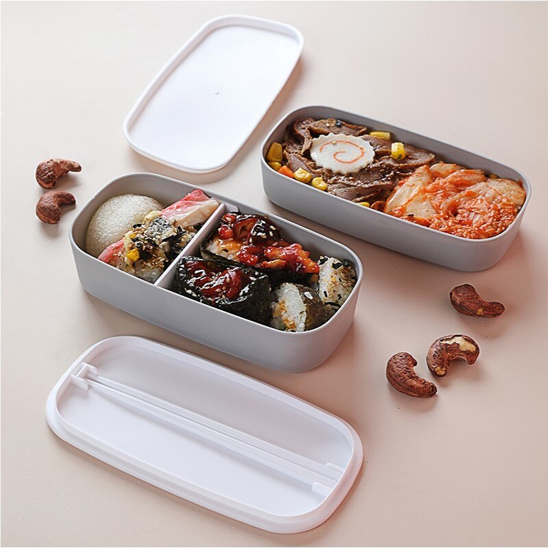 Bento Box Plastic Materiaal Voedsel Koelkast Vers Houden Doos Dubbele Gelaagde Kinderen Lunchbox