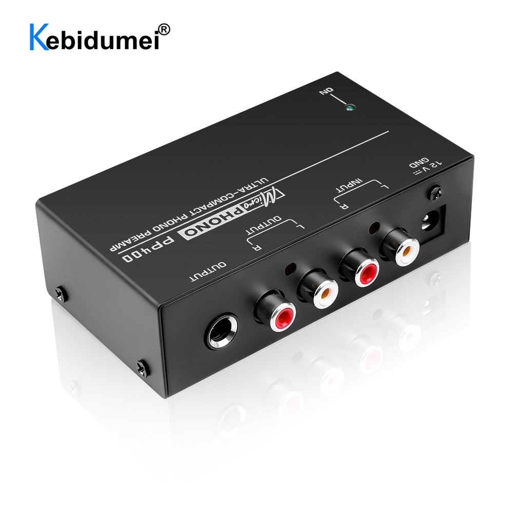 Kebidumei-Preamplificador de Phono ultracompacto, con Rca, 1/4 pulgadas, TRS, Interfaces, Preamplificador de Phono, PP400, enchufe de la UE/EE. UU.