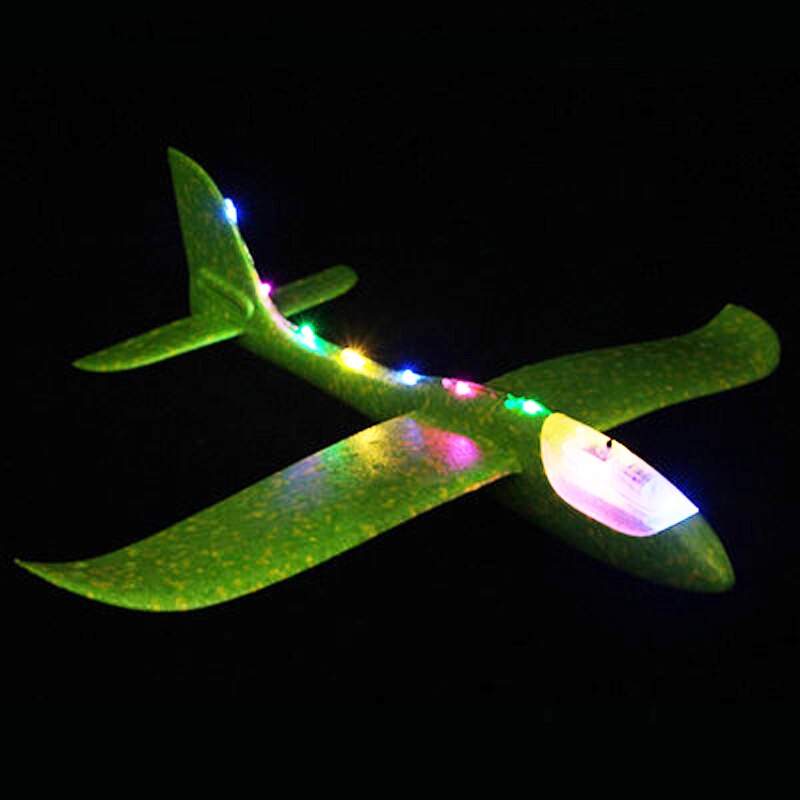 48cm handgegooid vliegend vliegtuig speelgoed zweefvliegtuigen schuim vliegtuig model glow in the dark vliegend zweefvliegtuig speelgoed voor kinderen: 48cm allemaal lampgroen